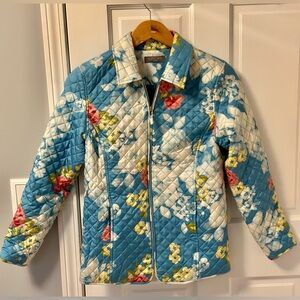 Kate Hill quilted floral jacket 100% silk, size Small P, excellent condition.